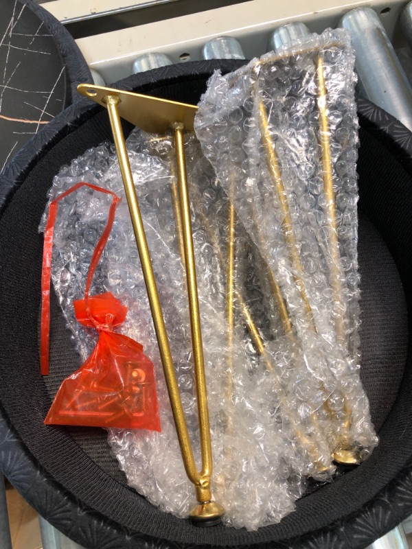 Photo 1 of Cpintltr Modern Velvet Foot Rest Stool Upholstered Round Storage Ottomans Multipurpose Dressing Stools Luxury Home Decor Ottoman Coffee Table Top Cover Footstool with Metal Legs for Couch Black