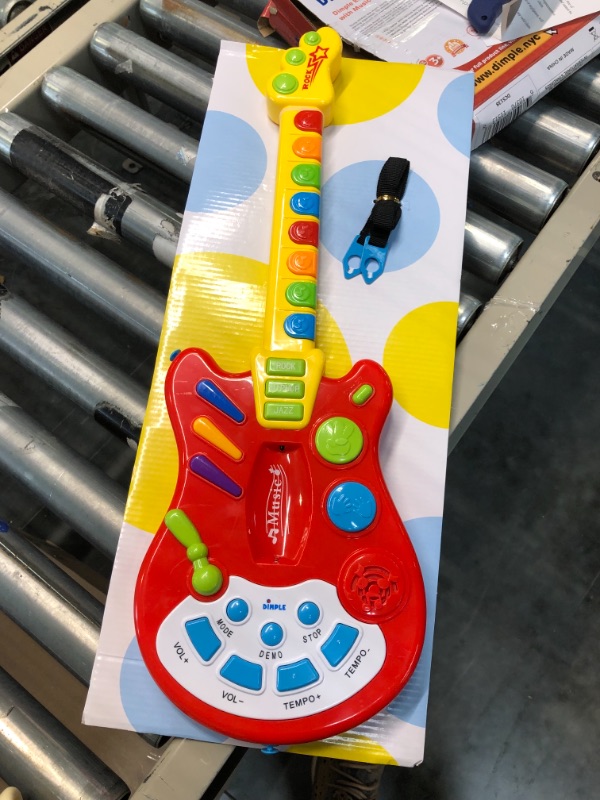 Photo 3 of Dimple Kids Handheld Musical Electronic Toy Guitar for Children Plays Music, Rock, Drum & Electric Sounds Best Toy & Gift for Girls & Boys (Red) (Single)