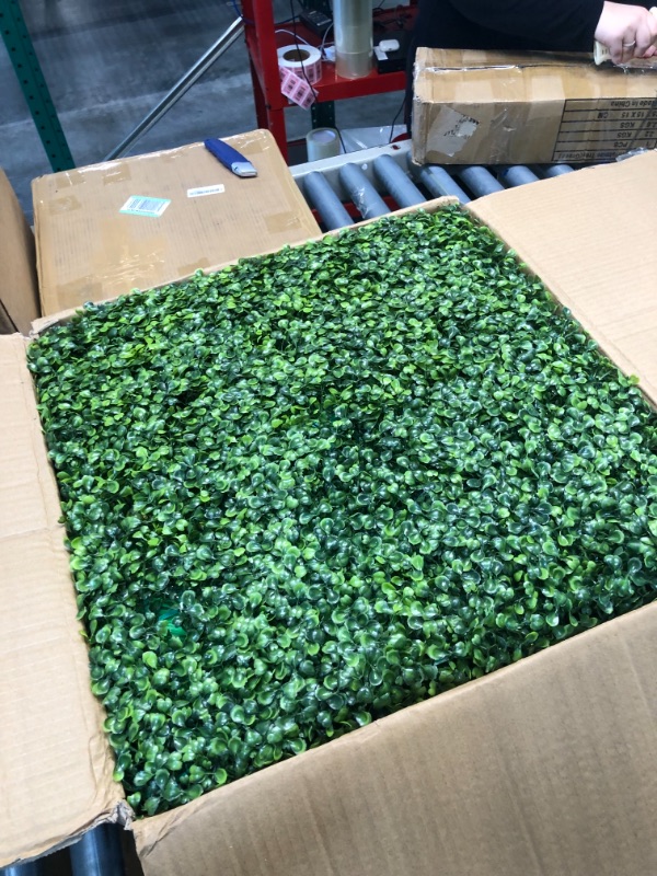 Photo 3 of Artificial Boxwood Panels,12Pcs 20" x 20" Grass Wall Panels, Artificial Boxwood Hedges Panels, UV Protection Privacy Hedge Screen, for Gardens, Fences, backyards Privacy Screen and Indoor Wall Decor 20"*20"-12PCS