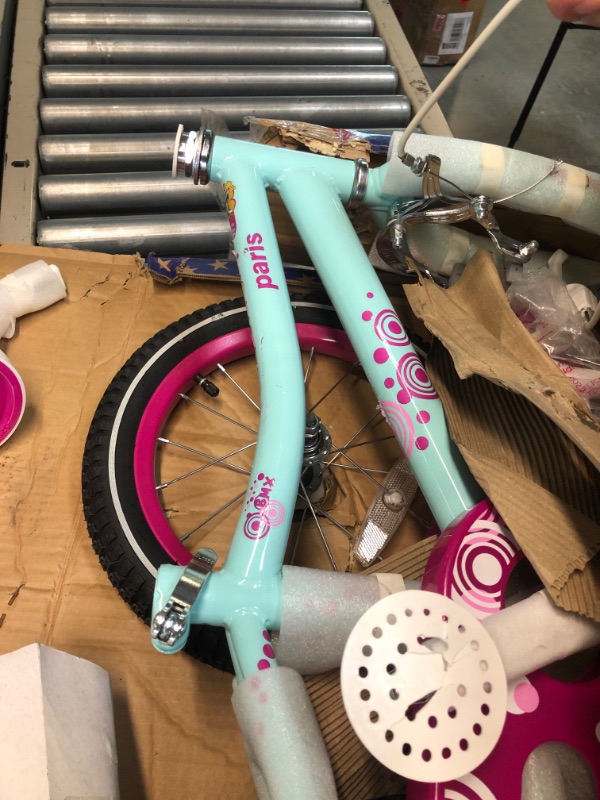 Photo 1 of JOYSTAR Paris Girls Bike for Toddlers and Kids 2-9 Years Old, 12 14 16 18 Inch Kids Bike with Training Wheels, Basket and Handbrake, Kids' Children Bicycle Blue 14 Inch with Training Wheels