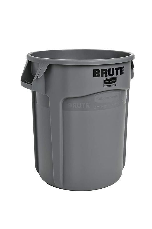 Photo 1 of Brute Heavy-Duty Round Trash/Garbage Can, 10-Gallon, Gray