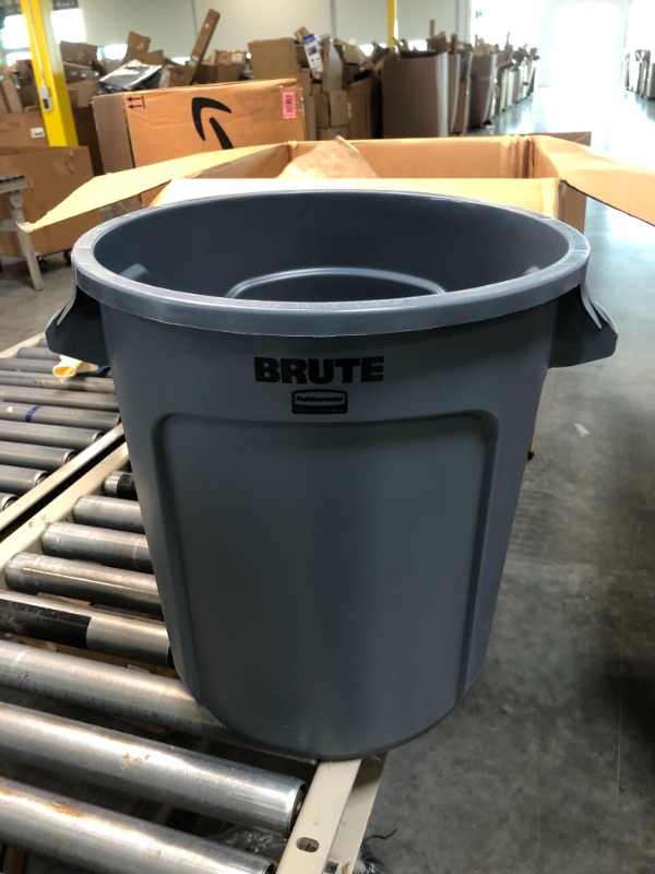 Photo 3 of Brute Heavy-Duty Round Trash/Garbage Can, 10-Gallon, Gray