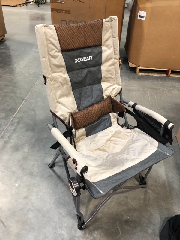 Photo 4 of XGEAR Camping Chair Portable Camp Chair with Hard Arm Lumbar Support (New Beige)