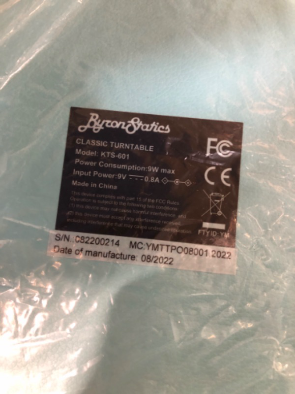 Photo 1 of ByronStatics Vinyl Record Player, 3 Speed Turntable Record Player with 2 Built in Stereo Speakers, Replacement Needle, Supports RCA Line Out, AUX in, Portable Vintage Suitcase Teal Wired