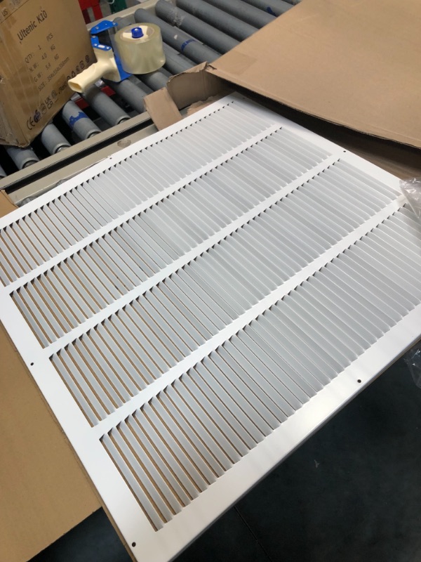 Photo 3 of 24"W x 24"H [Duct Opening Size] Steel Return Air Grille (AGC Series) Vent Cover Grill for Sidewall and Ceiling, White | Outer Dimensions: 25.75"W X 25.75"H for 24x24 Duct Opening 24"W x 24"H [Duct Opening]