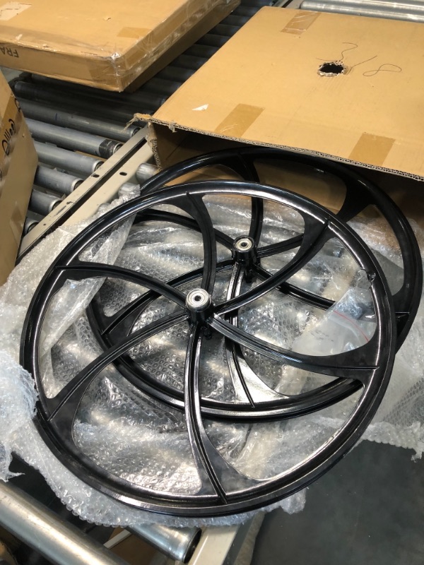 Photo 3 of 26" Mag Wheel Set F and R 100x120mm for Rotary Single Speed Flywheel / 26 Inch Magnesium Wheels/Black/Disc Brake - for Beach Cruisers, MTB's, and Gas Powered Bicycles.