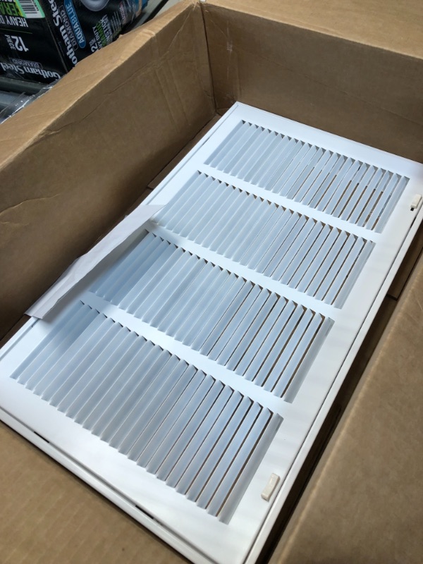 Photo 3 of 22" X 12" Steel Return Air Filter Grille for 1" Filter - Easy Plastic Tabs for Removable Face/Door - HVAC DUCT COVER - Flat Stamped Face -White [Outer Dimensions: 23.75w X 13.75h] White 22 X 12