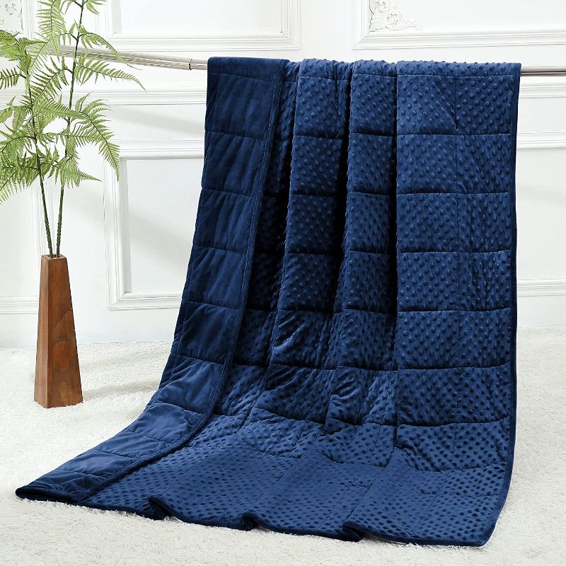 Photo 1 of Alomidds Weighted Blanket ( 60"x80",20lbs Queen Size - Navy ), Weighted Blankets for Adults and Kids, Cooling Breathable Soft and Comfort Minky, Heavy Blanket Microfiber Material with Glass Beads F(navy) 60"x80" 20LBS