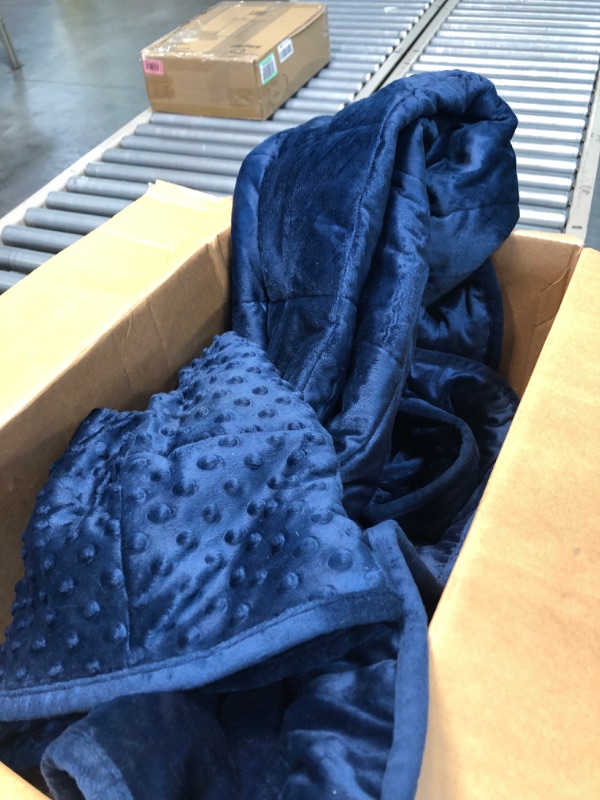Photo 1 of Alomidds Weighted Blanket ( 60"x80",20lbs Queen Size - Navy ), Weighted Blankets for Adults and Kids, Cooling Breathable Soft and Comfort Minky, Heavy Blanket Microfiber Material with Glass Beads F(navy) 60"x80" 20LBS