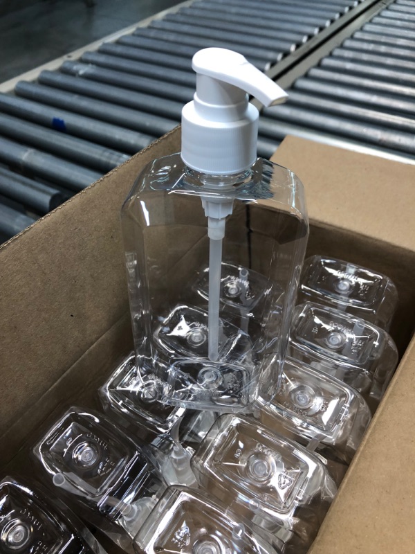 Photo 3 of 16 oz Plastic PET Empty Bottles with Dispenser Pump(12 Pack) Clear, Rectangular Shape, Made in USA