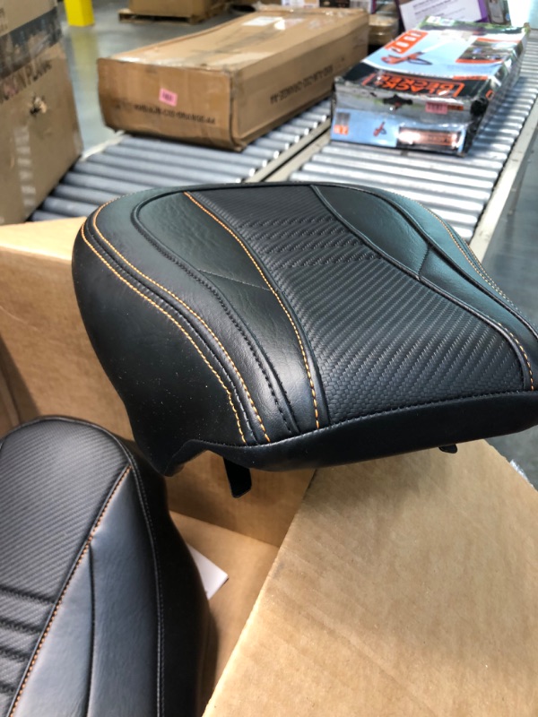 Photo 4 of AUFER Leather Rider And Passenger Low Profile Seat Compatible With For Touring Road King Street Glide Road Glide Electra Glide CVO 2009-2022 (Orange Stitching?
