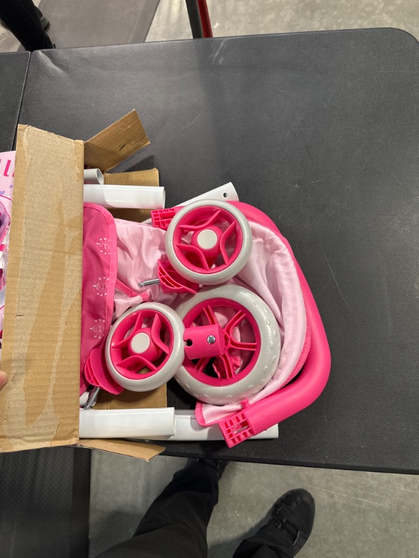 Photo 1 of Doll Umbrella Stroller, ANIVIA Toys Baby Doll Stroller for Toddlers with Basket and Mute Wheels, Ideal for Baby Dolls up to 18" Pink