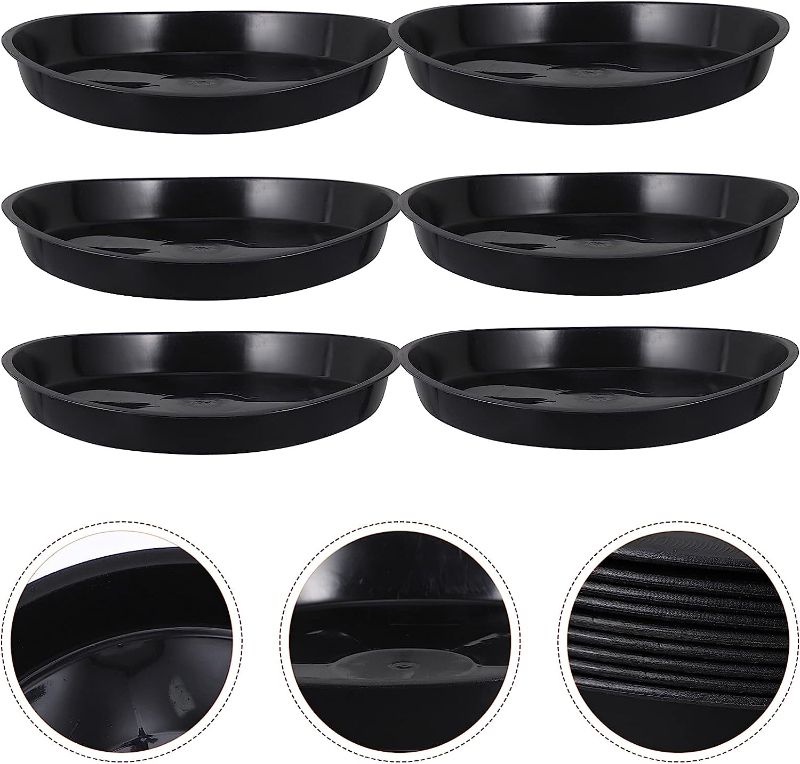 Photo 1 of 
Cabilock Indoor Plant Pot Planters Indoor Flower Drip Plant Saucers Pottery Mini Flower Flowerpot Base for Garden Balcony APPROX 30cm Round Black Tray Round Tray 3 PCS