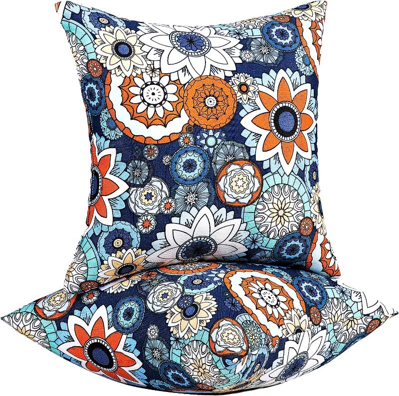 Photo 1 of 
JMGBird Pack of 2 Outdoor Water Resistance Decorative Pillows with Inserts for Patio Furniture,18x18 Inch Throw Pillow for Couch, Bed, Sofa, Bench, Chair