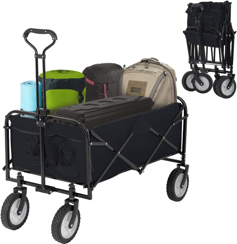 Photo 3 of 
Collapsible Folding Wagon Garden Cart Beach Wagon Grocery Wagon All-Terrain Wheels Garden Grocery Wagon (Black)