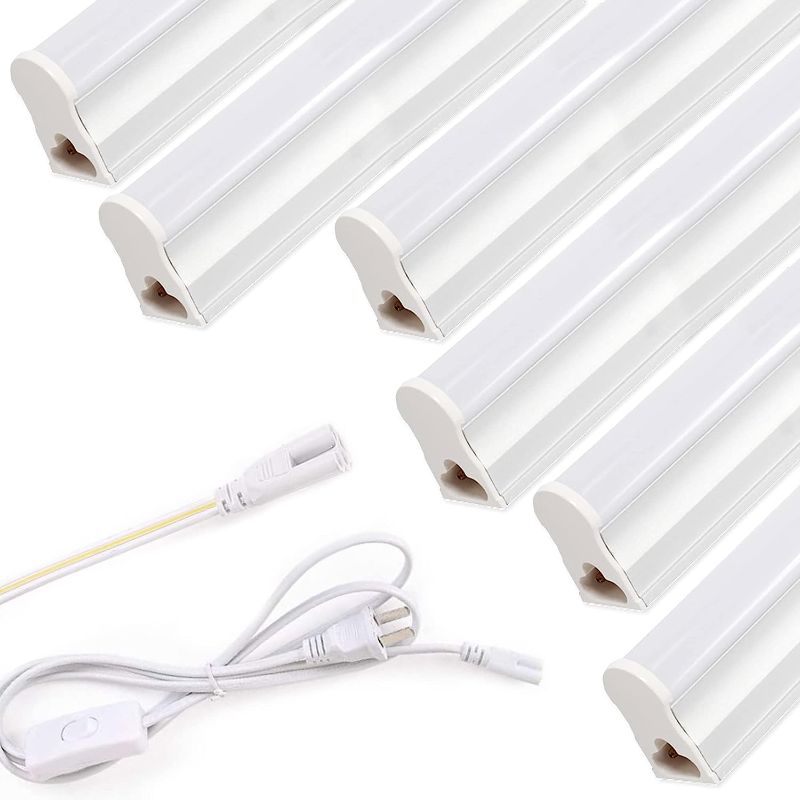 Photo 1 of 
LED T5 Integrated Single Fixture, 4FT, 2200 LM, 120 V, 80 CRI, 6500K (Super Bright White), 22W, Corded Electric with ON/Off Switch, ETL Listed, for Garage...