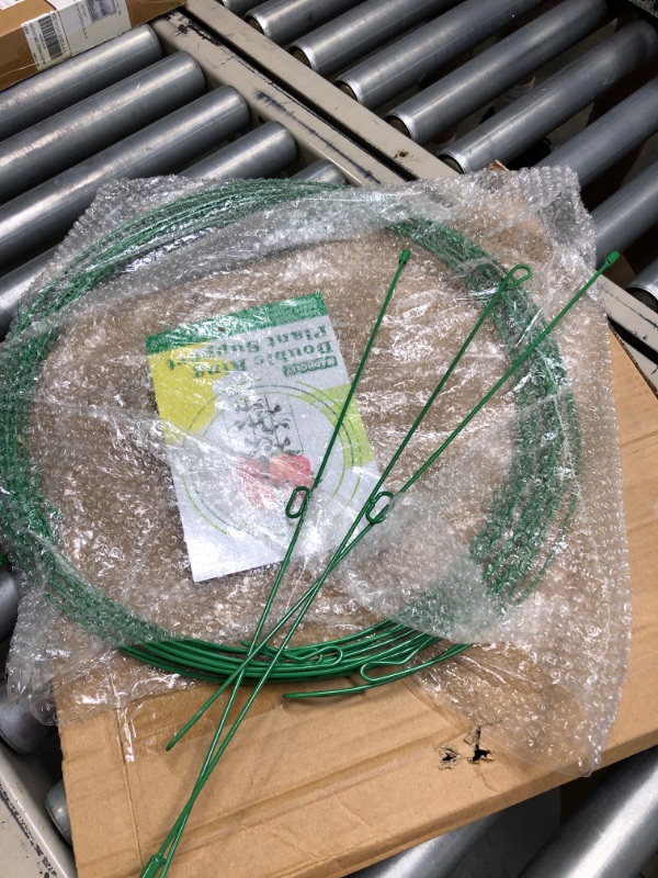 Photo 2 of 36.4 × 15.7 Inch Double Ring Plant Support- 6 Pack Plant Support Stakes for Tomatoes Peony Lily Rose- Plant Support Rings Peony Cages and Supports for Outdoor Plants Flowers Vegetables Green