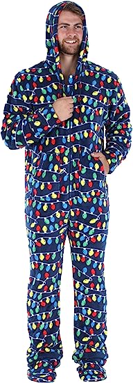 Photo 1 of SleepytimePJs Men's Fleece Hooded Footed Onesie Pajamas