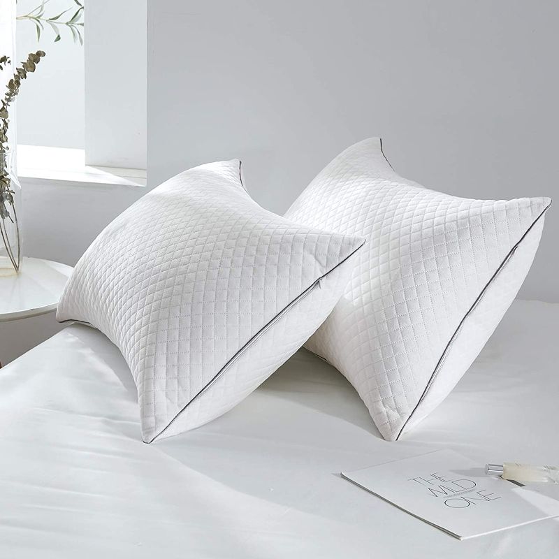 Photo 1 of 
GOHOME Soft Pillows for Sleeping - Hotel Collection Velvet Bed Pillows with Adjustable Filling, Full Size Pillows 2 Pack for Side, Back and Stomach Sleepers.