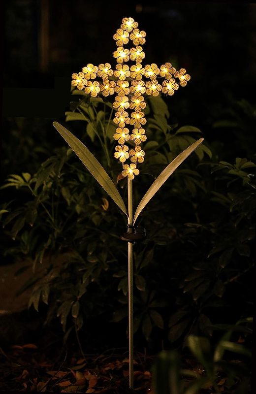 Photo 1 of 
WSgift Solar White Cross Garden Stake Lights Metal Hydrangea Cross Stake Memorial Gift w/ 28 Solar LEDs Solar Cross Lights Perfect as Cross Remembrance...
