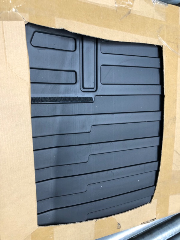 Photo 3 of powoq Fit Tesla Model Y Trunk Mat Cargo Mat Cargo Liner Trunk Liner for 2020 2021 2022 Tesla Model Y 7-Seater Accessories (Rear Cargo Mat with Backrest Mat for 7 Seats Model)