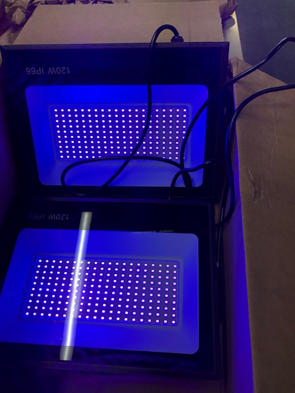 Photo 3 of Ontesik 120W LED UV Black Light, Outdoor IP66 Waterproof, UV Lighting with Plug, Fluorescent Light, Used for Black Light Party, Screen Print, Aquarium,...