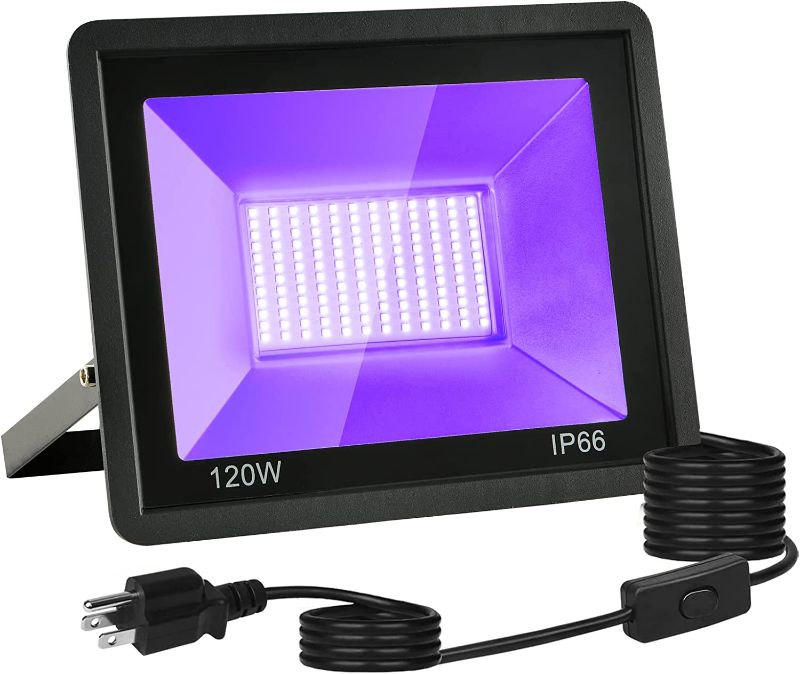 Photo 1 of Ontesik 120W LED UV Black Light, Outdoor IP66 Waterproof, UV Lighting with Plug, Fluorescent Light, Used for Black Light Party, Screen Print, Aquarium,...