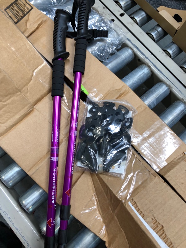 Photo 5 of Aihoye Hiking Trekking Poles, 2 Pack Collapsible,Lightweight, Anti Shock, Hiking or Walking Sticks,Adjustable Hiking Pole for Men and Women purple