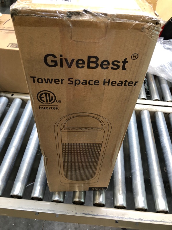 Photo 2 of 22” Tower Space Heater, 1500W/900W Ceramic Quiet Room Heater with Remote Control, Oscillation, Thermostat, Overheat & Tip-Over Protection, Digital Rotating Heater for Room Home Office Style C - 22in - Black Mesh