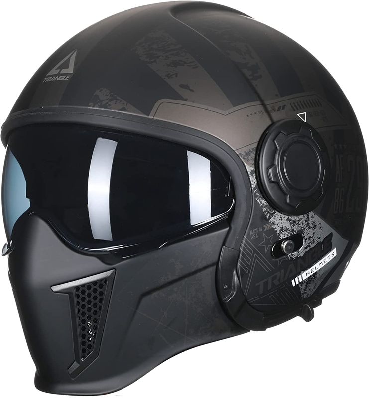 Photo 1 of 
TRIANGLE Open Face Motorcycle Helmet 3/4 Half with Sunshield for Men Unisex-Adult DOT Approved