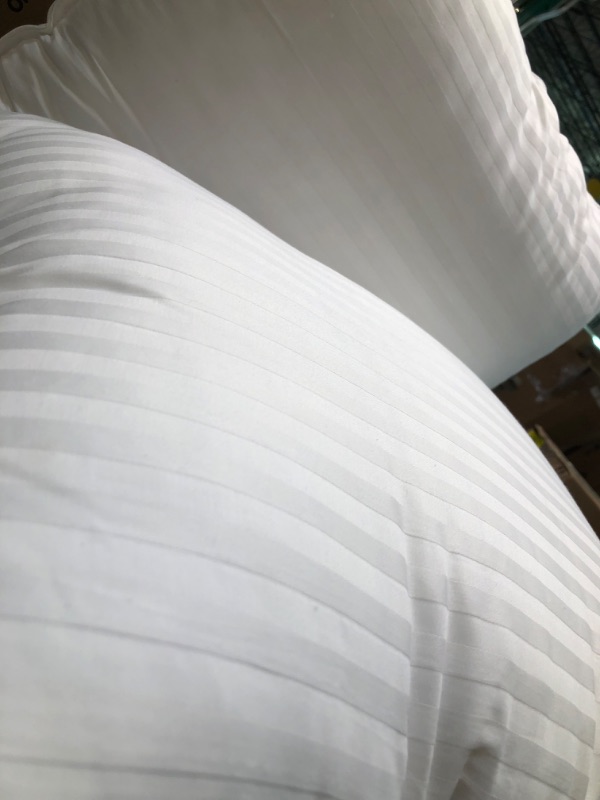 Photo 4 of 
Cuddledown Dreamstead Premium Sleeping Pillow| European White Duck Down | 600 Fill Power | 300 Thread Count 100% Cotton Shell | Damask Striped