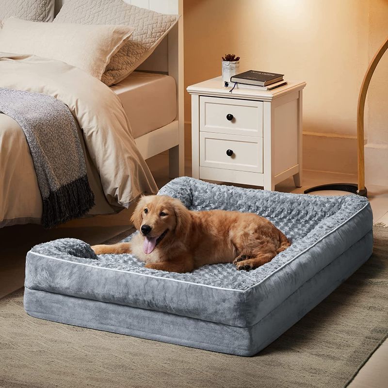 Photo 1 of WNPETHOME Dog Beds for Large Dogs, Washable Dog Bed, Bolster Dog Sofa Bed with Waterproof Lining & Non-Skid Bottom, Orthopedic Egg Foam Dog Couch for...