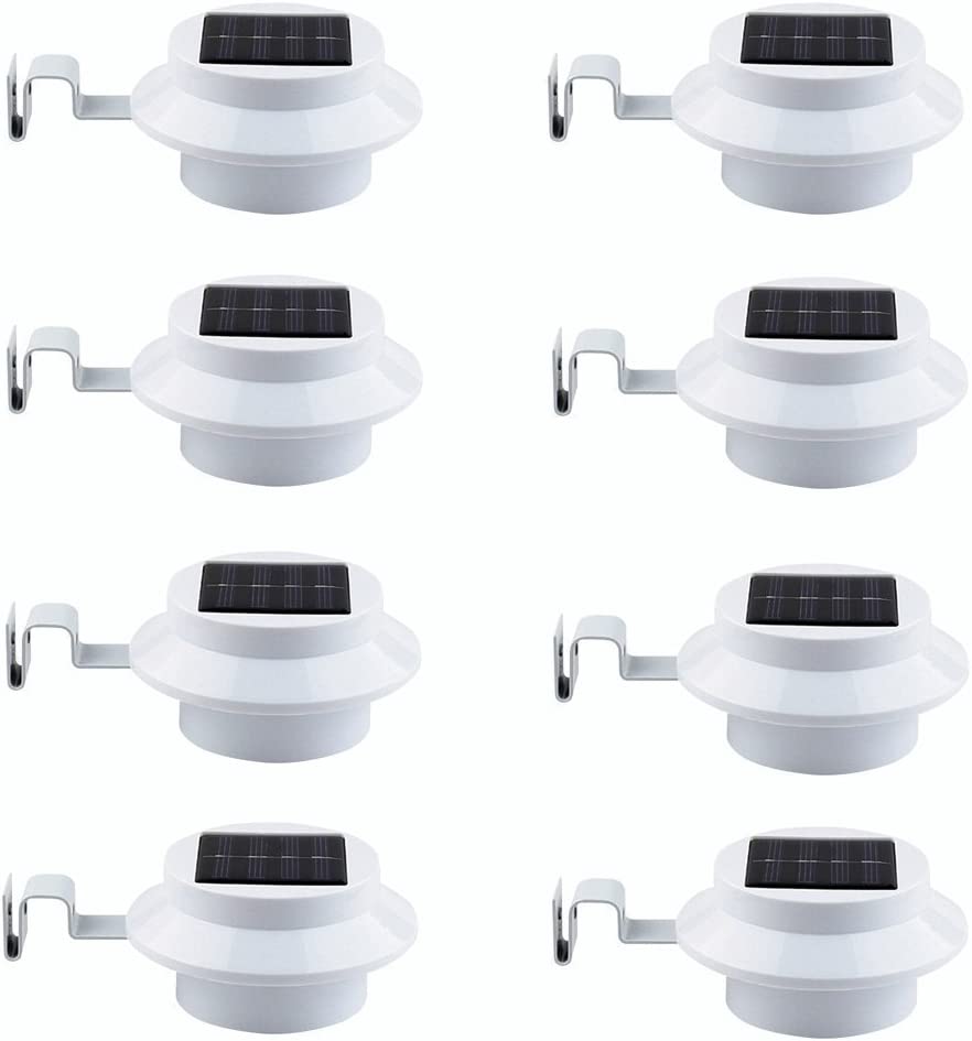 Photo 1 of FALOVE 5 Pack Deal Outdoor Solar Gutter LED Lights - White Sun Power Smart Solar Gutter Night Utility Security Light