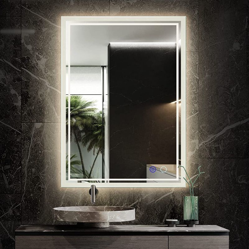 Photo 1 of  Mirror Bathroom Vanity with Lights,Anti-Fog,Dimmable,CRI90+,Touch Button,Water Proof,Horizontal/Vertical,Lighted Mirror Wall