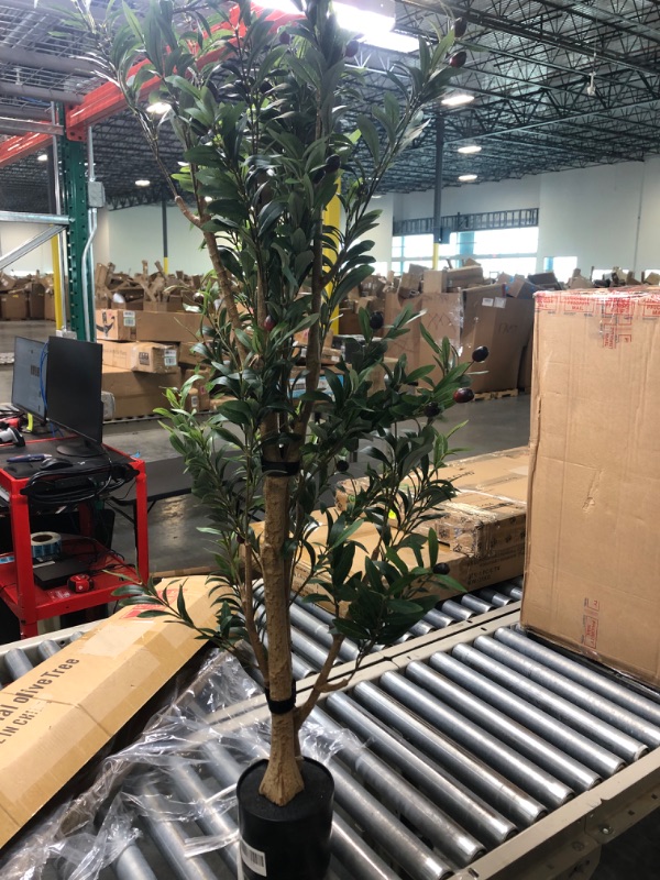 Photo 3 of 
LYERSE Faux Olive Tree 7ft - Tall Olive Trees Artificial Indoor - Large Fake Potted Olive Silk Tree Plant with Branches and Fruits - Artificial Tree for...