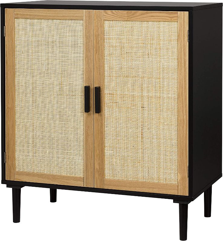 Photo 1 of Finnhomy Sideboard Buffet Cabinet, Kitchen Storage Cabinet with Rattan Decorated Doors, Liquor Cabinet for Bar, Dining Room, Hallway, Cupboard Console Table, Accent Cabinet, 31.5X 15.8X 34.6 Inches