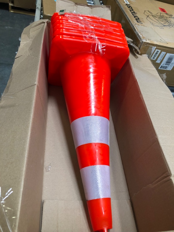 Photo 3 of BATTIFE 28'' inch Traffic Safety Cones 6 pcs with Reflective Collars, Durable PVC Orange Construction Cones for Home Road Parking Use