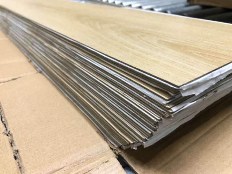 Photo 1 of Art3d Peel and Stick Floor Tile Vinyl Wood Plank 36-Pack 54 Sq.Ft, Aspen Yellow, Rigid Surface Hard Core Easy DIY Self-Adhesive Flooring 36 x 6 x 0.1 inches Aspen Yellow 36