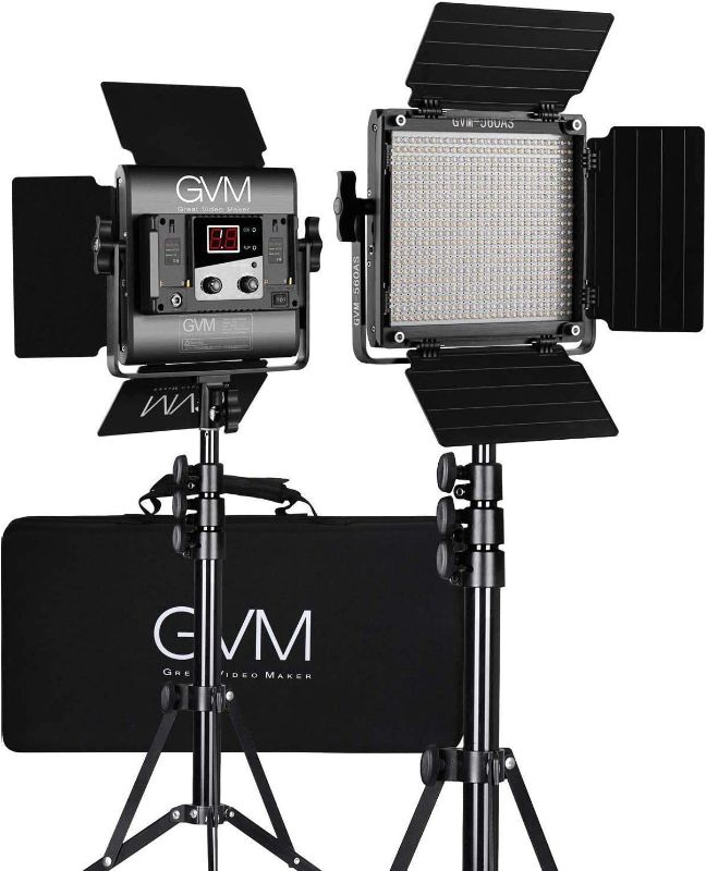 Photo 1 of GVM 560 LED Video Light, Dimmable Bi-Color, 2 Packs Photography Lighting with APP Intelligent Control System, Lighting for YouTube, Studio, Outdoor, Video Lighting Kit, 2300K-6800K, CRI 97+