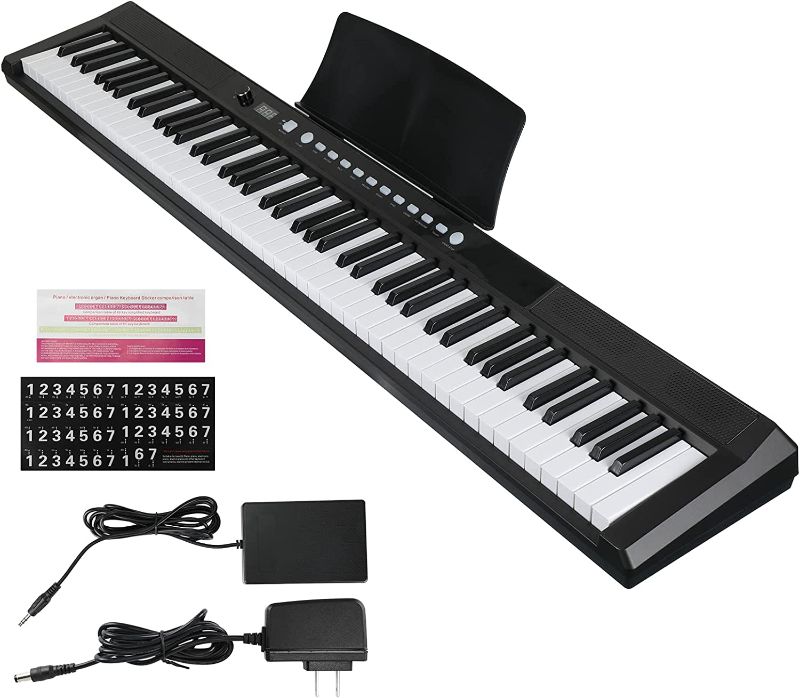 Photo 1 of Asmuse 88-Key Full Size Electric Piano Keyboard Set, Digital Piano with Sustain Pedal, Power Supply, Built-In Speakers, Black