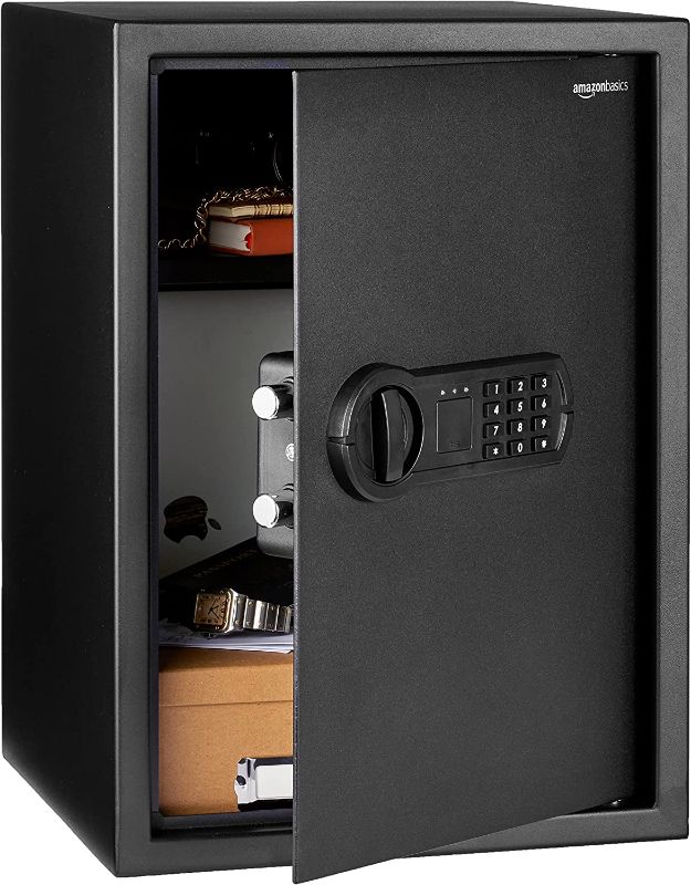 Photo 1 of Basics Steel Home Security Safe with Programmable Keypad Lock, Secure Documents, Jewelry, Valuables, 1.8 Cubic Feet, 13.8 x 13 x 19.7 Inches