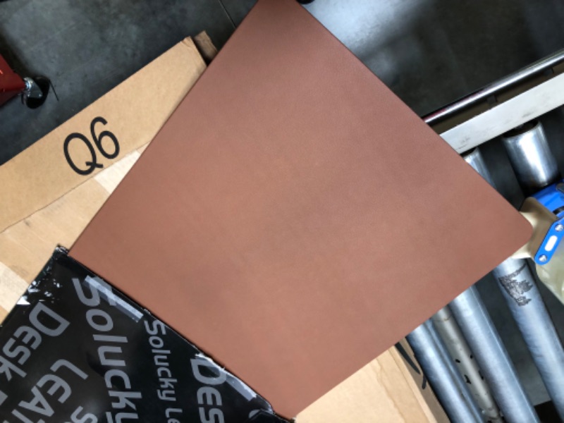 Photo 1 of Solucky Leather Mat Desk Pad & Blotter Protector, Flat, Non Slip, 34 x 16 Inches, Dark Brown, Ideal for Office and Home Dark Brown 34 x 16 in