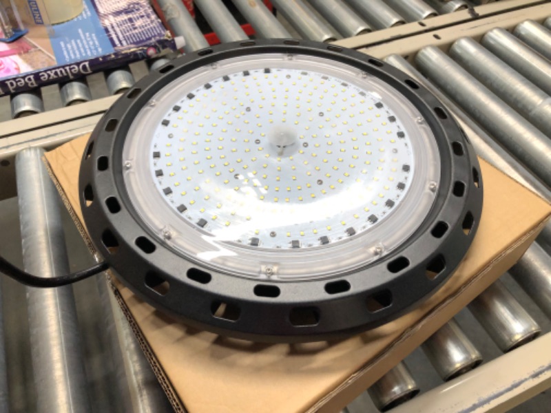 Photo 5 of bulbeats 250W LED High Bay Light 35000lm (Eqv.1000W MH/HPS) High Bay LED Light, 5000K UFO High Bay Lights, 5‘ Cable with US Plug Commercial Warehouse/Workshop/Wet Location Area Light- 4Pack 250W||4Pack