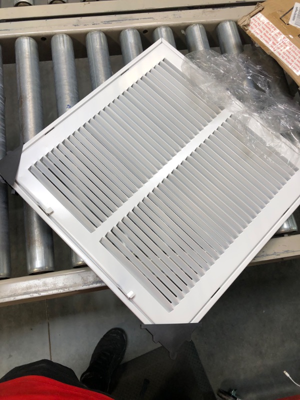 Photo 3 of 14"W x 14"H [Duct Opening Measurements] Steel Return Air Filter Grille [Removable Door] for 1-inch Filters | Vent Cover Grill, White | Outer Dimensions: 16 5/8"W X 15 5/8"H for 14x14 Duct Opening Duct Opening style: 14 Inchx14 Inch