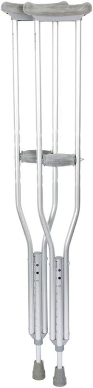 Photo 1 of BodyMed Aluminum Crutches, Adult, Medium, 5' 2"–5' 10" – Pair of Lightweight, Height Adjustable Crutches – Includes Padded Underarm Cushions, Hand Grips, & Rubber Tips – Max. Weight Capacity 300 lb.