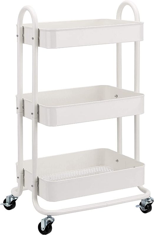 Photo 1 of Amazon Basics 3-Tier Rolling Utility or Kitchen Cart - White