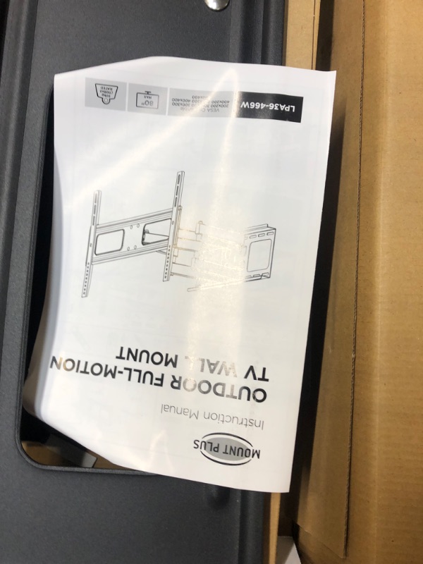 Photo 5 of Mount Plus MP-LPA36-466W Outdoor Dual Arm Full Motion Weatherproof Wall Mount for Most 37”~80” TVs Perfect Solution for Outdoor TV (Max VESA 600x400) 37" - 80" Dual Arm Full Motion