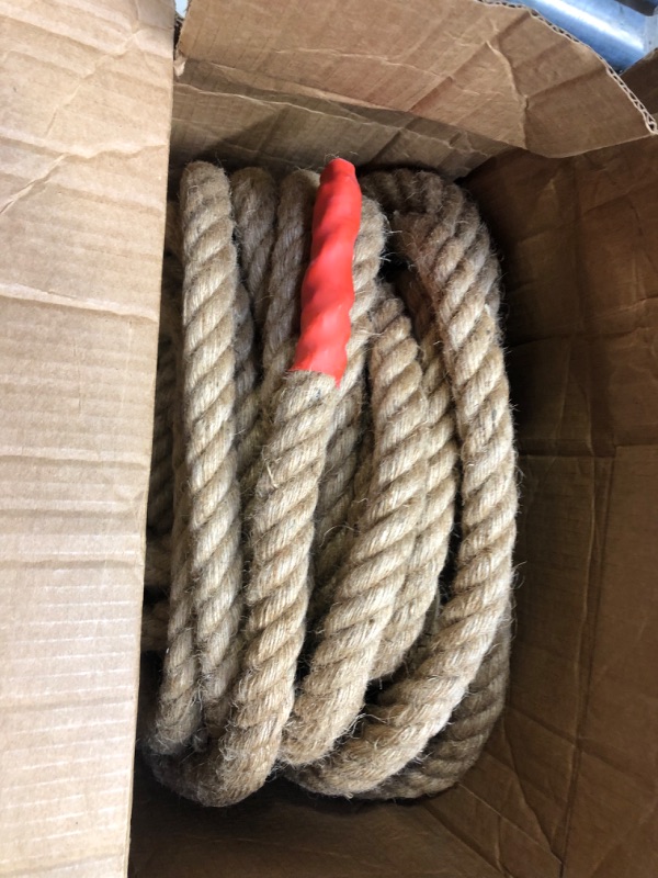 Photo 3 of Aoneky Jute Rope - 1.18/1.5 Inch Twisted Hemp Rope for Crafts, Climbing, Anchor, Hammock, Nautical, Cat Scratching Post, Tug of War, Decorate (1 inch x 48 Feet)