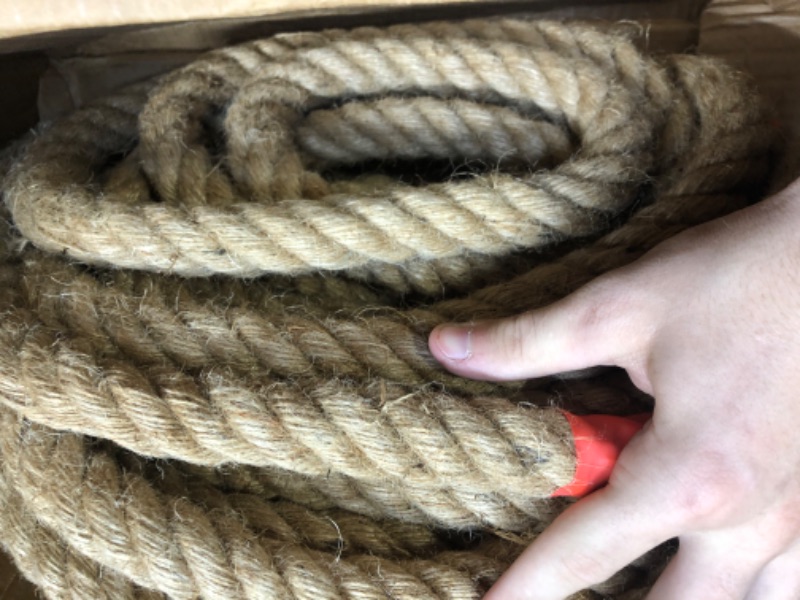 Photo 4 of Aoneky Jute Rope - 1.18/1.5 Inch Twisted Hemp Rope for Crafts, Climbing, Anchor, Hammock, Nautical, Cat Scratching Post, Tug of War, Decorate (1 inch x 48 Feet)