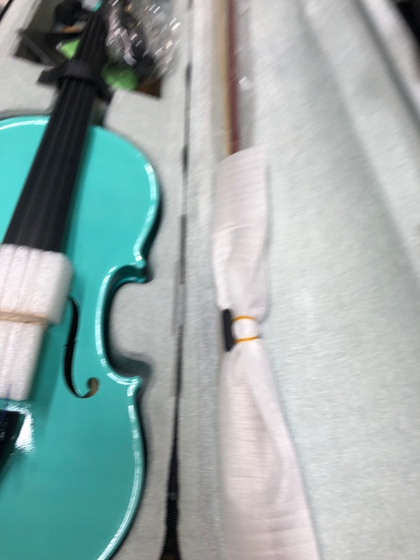 Photo 5 of Diorrin Violin Set for Adults Students - 4/4 Full Size Varnish Spruce Fiddle for Beginners with Hard Case, Bow, Shoulder Rest, Rosin, Tuner, Extra Bridge Strings (Black) 4/4 Black